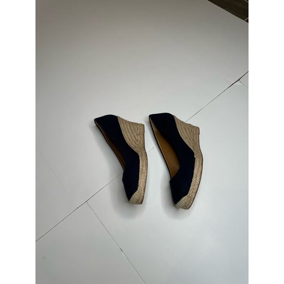 Jcrew navy rattan wedge‎ size 10 - Picture 4 of 5